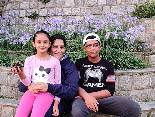 Aanya, Tanu and Aryan Mehra outdoors