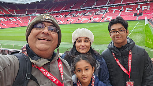 The Mehra family on a stadium tour
